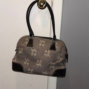 Monogram Gray Canvas Satchel with Black Trim